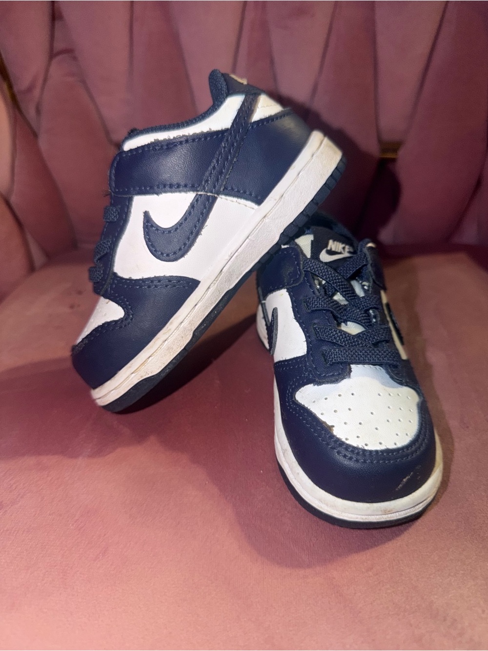 Nike Kids Navy and White Low-Top Sneakers